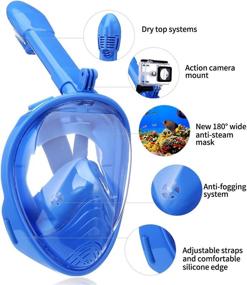 img 3 attached to 🤿 QingSong Kids Snorkel Mask Full Face with Camera Mount - 180 Degree Panoramic View, Anti-Fog & Leak-Proof Snorkeling Set