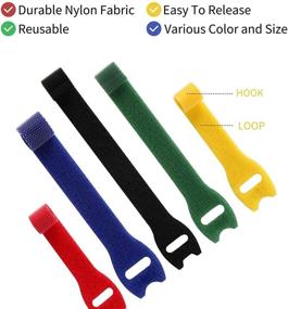 img 1 attached to Fu Store Reusable Fastening Cable Ties 100Pk: Multicolor Adjustable Straps for Efficient Wire Management in Home, Office, and Data Centers - 2 Sizes, 5 Colors
