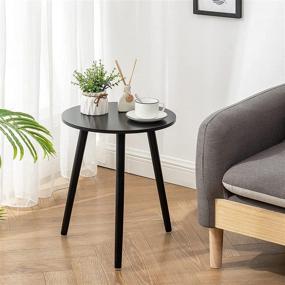 img 3 attached to Apicizon Round Side Table: Stylish Black Nightstand for Small Spaces, Living Room, Bedroom