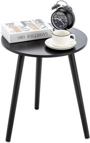 img 4 attached to Apicizon Round Side Table: Stylish Black Nightstand for Small Spaces, Living Room, Bedroom