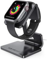 📱 lamicall стенд: премиум стояк для зарядки apple watch - совместим с apple watch series 7/se/6/5/4/3/2/1 - 44 мм/42 мм/40 мм/38 мм - черный. логотип