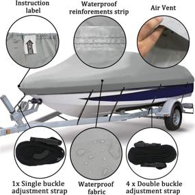 img 3 attached to 🚤 Ogrmar Heavy-Duty Trailerable Waterproof Boat Cover with 2 Air Vents - Marine Grade Polyester Cover fits V-Hull, Fishing Boats, Tri-Hull, Bass Boats, and Pro-Style - 17-19ft, Grey