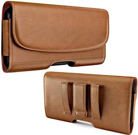 img 3 attached to PiTau Brown Phone Holster - Designed for iPhone Xs Max, 8 Plus, 7 Plus, 6 Plus, 6s Plus - Premium Belt Case with Belt Clip Loops, ID Card Holder Cover - Fits Apple iPhone with Other Cases