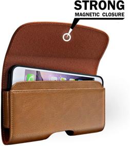 img 2 attached to PiTau Brown Phone Holster - Designed for iPhone Xs Max, 8 Plus, 7 Plus, 6 Plus, 6s Plus - Premium Belt Case with Belt Clip Loops, ID Card Holder Cover - Fits Apple iPhone with Other Cases