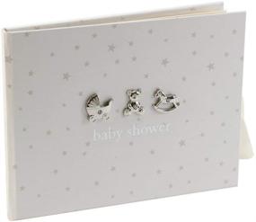 img 1 attached to Charming Baby Shower Guest Book: Happy Homewares Neutral Colored with 3D Silver Icons