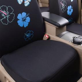 img 1 attached to Universal Car Seat Covers - CAR PASS Flower and Butterfly Design - Fits SUVs, Sedans, and Vehicles - 6PCS - Airbag Compatible - Black and Mint Blue