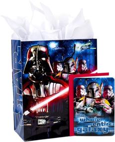 img 4 attached to 🎁 Набор подарочной сумки Hallmark Star Wars размером 13 дюймов со схемой Дарта Вейдера, Бобы Фетта и штурмовиков, включающий открытку и бумажные салфетки на день рождения