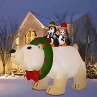 🎄 inflatable polar bear with penguin christmas decoration - 8ft double couple outdoor yard garden lawn decor with built-in led lights for indoor and outdoor use logo