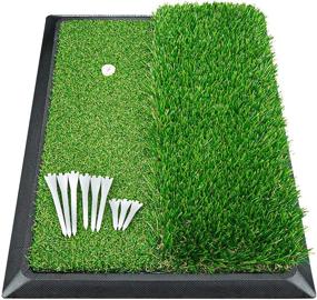 img 4 attached to Golf Mat for Indoor Hitting - High-Quality Rubber Base Putting Green, Mini Golf Practice Training Aid with 9 Tees, Synthetic Turfs, and Golf Accessories - Perfect Golf Gift for Men