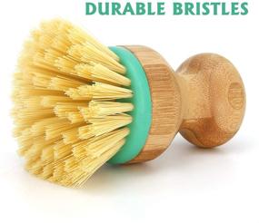 img 1 attached to 🧽 High-Quality Set of 3 Bamboo Handled Dish Scrub Brushes - Stiff Bristles for Efficient Kitchen Cleaning