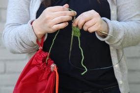 img 1 attached to 🧡 Convenient & Stylish KnowKnits Orange Small GoKnit Pouch Project Bag with Loop & Drawstring