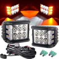 🚛 dual side shooter led pods strobe light: powerful amber white dual color 4inch led fog light for trucks 12v jeep off road atv suv - includes 13ft wiring harness! logo