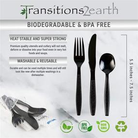img 2 attached to 🌱 Environmentally-Friendly Transitions2earth Biodegradable 6-in-1 Heavyweight Cutlery/Utensil Pack - 50 Count - Fork, Knife, Spoon, Napkin, Salt, Pepper Included - Individually Wrapped (50) - Plant a Tree with Every Purchase!