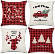 🎄 korlon christmas pillow covers – festive buffalo plaid red holiday decorations 18x18 outdoor cases with tree pattern – perfect for home, sofa, bedroom, car logo
