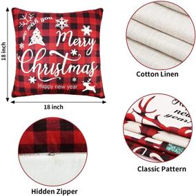img 1 attached to 🎄 Korlon Christmas Pillow Covers – Festive Buffalo Plaid Red Holiday Decorations 18x18 Outdoor Cases with Tree Pattern – Perfect for Home, Sofa, Bedroom, Car