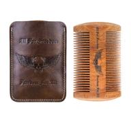 skull wings beard comb kit - premium handmade wooden grooming gift set for men with genuine leather case - mustache comb for optimal beard care (pack 1) logo