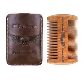 img 4 attached to Skull Wings Beard Comb Kit - Premium Handmade Wooden Grooming Gift Set for Men with Genuine Leather Case - Mustache Comb for Optimal Beard Care (Pack 1)