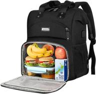 🎒 lunch cooler backpack for men and women - insulated lunch box bag with usb port, rfid anti-theft, leak-proof, waterproof - ideal for school, business travel, trip, beach, picnic - fits 15.6'' laptop logo