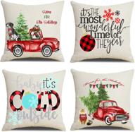 artmag 20x20 christmas throw pillow covers: festive merry christmas xmas tree design for a cozy farmhouse decor – set of 4 couch sofa pillow shams with slipcovers логотип