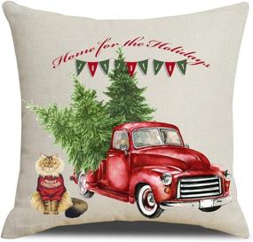 img 2 attached to Artmag 20x20 Christmas Throw Pillow Covers: Festive Merry Christmas Xmas Tree Design for a Cozy Farmhouse Decor – Set of 4 Couch Sofa Pillow Shams with Slipcovers