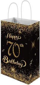 img 1 attached to 🎉 70th Birthday Gold and Black Gift Bags: 12-Pack Party Favor Bags with Handle for Guests, Treat Bag, Wrapping Paper, Decorations