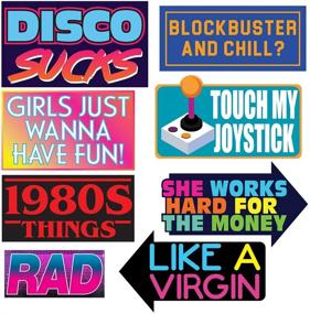 img 1 attached to 📸 37-Piece Retro 80's Photo Prop Set - Hilarious 1980's Theme Party Decorations, Favors & Supplies