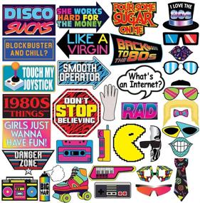 img 4 attached to 📸 37-Piece Retro 80's Photo Prop Set - Hilarious 1980's Theme Party Decorations, Favors & Supplies
