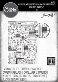 img 1 attached to 🔳 Sizzix Multi-Level Textured Impressions Circuit Embossing Folder by Tim Holtz, 665372, Multicolor