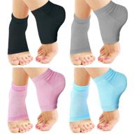 🧦 nado care 4 pairs heels moisturizing socks for dry cracked heels repair - gel heel sleeves open toe comfy socks - pink, blue, grey, and black - day-night use logo