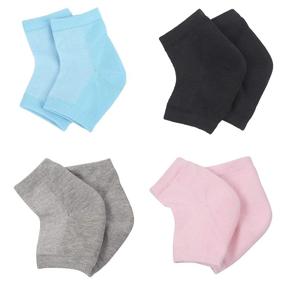 img 3 attached to 🧦 Nado Care 4 Pairs Heels Moisturizing Socks for Dry Cracked Heels Repair - Gel Heel Sleeves Open Toe Comfy Socks - Pink, Blue, Grey, and Black - Day-Night Use