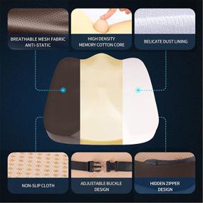 img 2 attached to 🪑 LARROUS Memory Foam Seat Cushion for Car, Office Chair, Wheelchair & More - Brown, Relieves Tailbone and Lower Back Pain