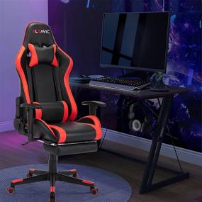 img 3 attached to 🎮 Red/Black ALEAVIC Gaming Chair: High Back Ergonomic Adjustable Design with Footrest, Racing Style PU Leather, Ideal Computer Gaming Chair for Adults with Headrest and Lumbar Support