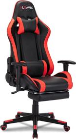 img 4 attached to 🎮 Red/Black ALEAVIC Gaming Chair: High Back Ergonomic Adjustable Design with Footrest, Racing Style PU Leather, Ideal Computer Gaming Chair for Adults with Headrest and Lumbar Support