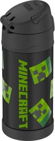 img 2 attached to 🧊 THERMOS FUNTAINER 12 Oz Stainless Steel Vacuum Insulated Kids Straw Bottle, Dark Minecraft