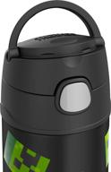 🧊 thermos funtainer 12 oz stainless steel vacuum insulated kids straw bottle, dark minecraft логотип