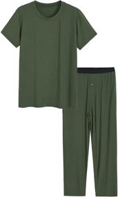 img 4 attached to Latuza Viscose Pajamas Pockets ArmyGreen