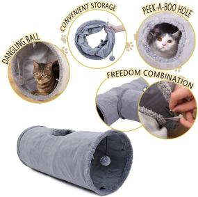 img 3 attached to Speedy Pet Collapsible Cat Tunnel - Durable Suede Hideaway with Crinkle Sound and Ball Toy