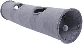 img 4 attached to Speedy Pet Collapsible Cat Tunnel - Durable Suede Hideaway with Crinkle Sound and Ball Toy