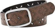 ✨ stylish and versatile: relic by fossil women's embossed and perforated stud nickel/pvc belt logo