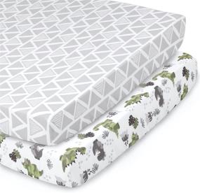 img 4 attached to Peanutshell Fitted Pack n Play Sheets: Camo Dinosaur & Tribal Print, 2 Pack Set - Perfect for Boys' Playard and Mini Crib