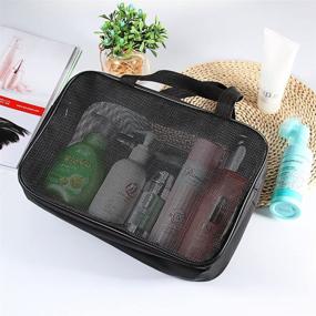 img 2 attached to 🚿 Portable Black Mesh Shower Caddy Bag Organizer for Bathroom, College Dorm, Camp, Gym - Quick Dry, Ideal Toiletry Bath Tote for Kids, Men, Women, Guys