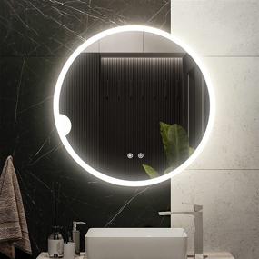 img 4 attached to 🪞 Vlsrka 24-Inch LED Lighted Round Bathroom Mirror - Wall Mounted Vanity Makeup Mirror with Lights, Dimmable Brightness in 3 Colors, Waterproof IP54, Smart Touch Switch, Anti-Fog Circle Mirror for Wall