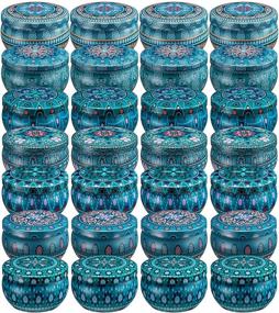 img 4 attached to 🕯️ 28-Pack Mandala Design Candle Tin Cans with Lids - Domivirgo Round Containers for Candle Making, Arts & Crafts. Includes Wicks, Wicks Holder, and Wick Stickers.