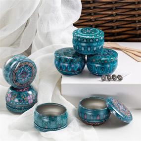 img 1 attached to 🕯️ 28-Pack Mandala Design Candle Tin Cans with Lids - Domivirgo Round Containers for Candle Making, Arts & Crafts. Includes Wicks, Wicks Holder, and Wick Stickers.