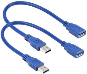 img 4 attached to RIITOP Short USB 3.0 Extension Cable - Type A 🔌 Male to Female - Blue - 1ft Length - Pack of 2