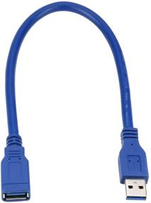 img 1 attached to RIITOP Short USB 3.0 Extension Cable - Type A 🔌 Male to Female - Blue - 1ft Length - Pack of 2