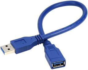 img 2 attached to RIITOP Short USB 3.0 Extension Cable - Type A 🔌 Male to Female - Blue - 1ft Length - Pack of 2