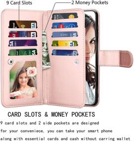 img 3 attached to 📱 Njjex Wallet Case for Samsung Galaxy A42 5G: Stylish RoseGold Flip Cover with 9 Card Slots and Detachable Kickstand