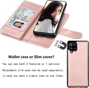 img 1 attached to 📱 Njjex Wallet Case for Samsung Galaxy A42 5G: Stylish RoseGold Flip Cover with 9 Card Slots and Detachable Kickstand