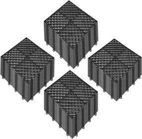 img 4 attached to 🔲 Premium Interlocking Rubber Tiles - 55 PCS, Black | Versatile Drainage Tiles for Outdoor Deck, Pool, Shower, Bathroom, Patio, Garage | 12x12x0.5 Inches